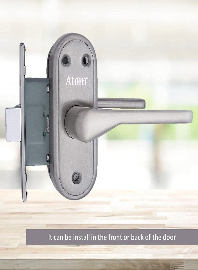 Atom Stainless Steel Bathroom Door Lock, Mortise Door Handle with Baby Latch Lock, Silver Satin Finish, Keyless, Bathroom Lockset for Door, Balcony Toilet Washroom, Penta-Bl - Image 5